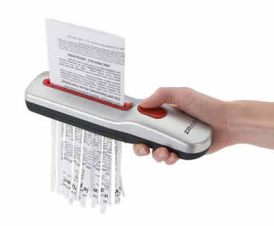  a portable hand-held document shredder you can use to get rid of those 