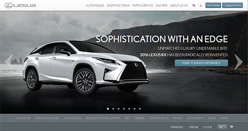 Lexus Canada website screencap