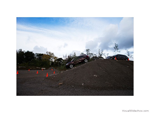 Automotive journalists evaluate SUVs and pick-up trucks on the off-road course as they conduct "real-world" back-to-back testing during the third day of the 2014 Canadian Car of the Year Awards "TestFest" event on Wednesday, October 23, 2013 in Niagara Falls, Ontario. (Michelle Siu for AJAC) 