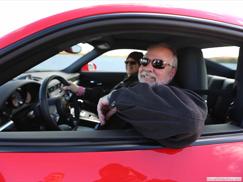 Some oaf getting ready to take the 911 onto the track. 