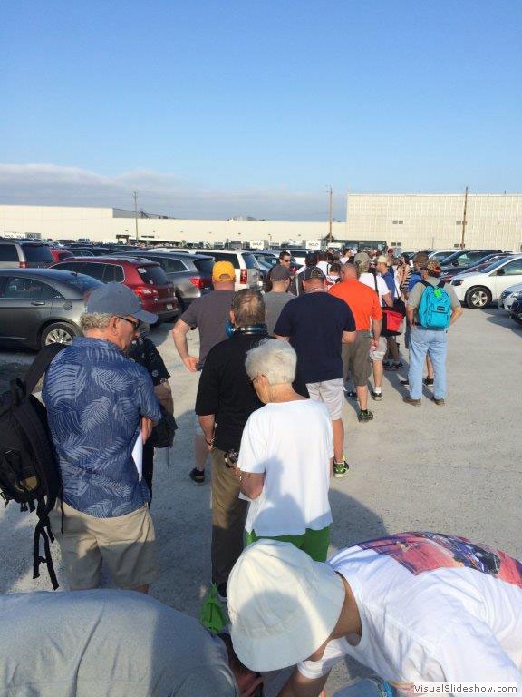 Lining up to take the shuttle to the Indy 500 - photo by Blair Riddle