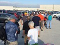 Lining up to take the shuttle to the Indy 500 - photo by Blair Riddle